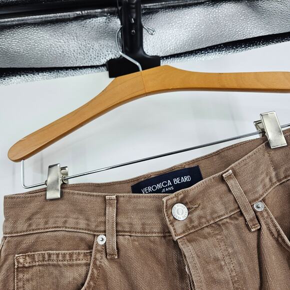 Veronica Beard Daniela Jeans Brown High-Rise Ankle Straight Leg Button Fly Sz 28 - Picture 4 of 6